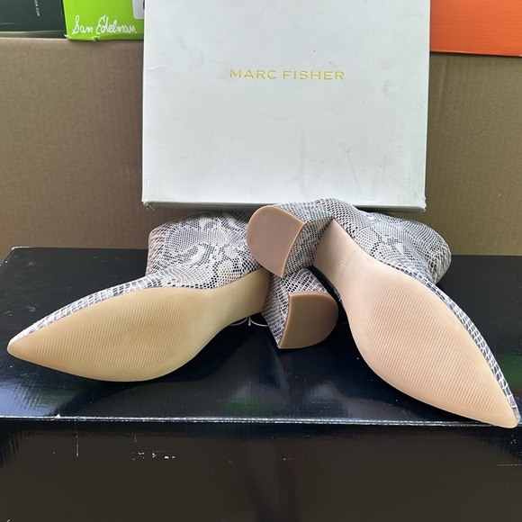 Marc Fisher Women Medium Snakeskin Pointed Ankle Boots, Brown/Black - Picture 3 of 8